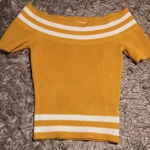 Yellow off the shoulder crop top